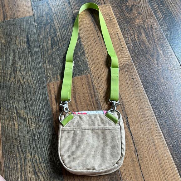Haiku by Sharon Eisenhauer Crossbody Bag Tan Green Strap Floral Print - Picture 5 of 9
